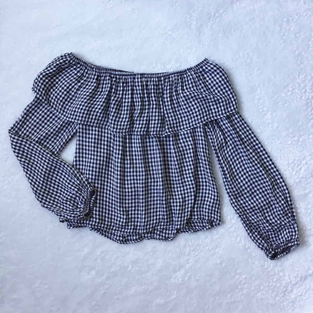 Off Shoulder Gingham Top